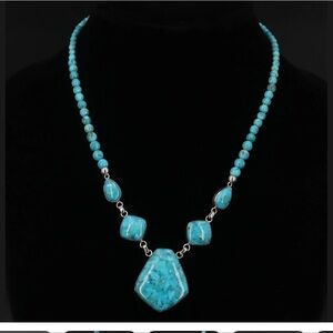 Sterling silver Jay King  Kingman Turquoise Beaded Necklace Read